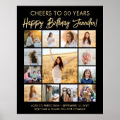Happy Birthday Foto Collage Moderne Schwarz und Go Poster (Vorne)