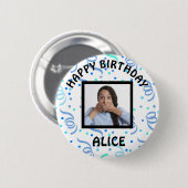 Happy Birthday Foto Confetti Button (Vorne & Hinten)