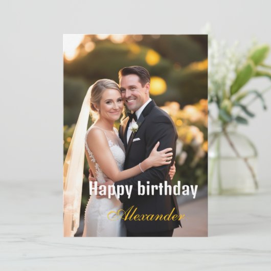 Happy Birthday Foto Ehefrau Ehemann Karte (Stehend Vorderseite)
