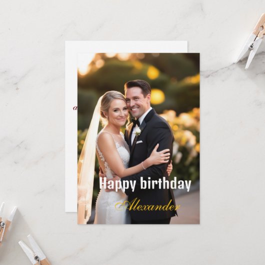 Happy Birthday Foto Ehefrau Ehemann Karte (Vorderseite/Rückseite Beispiel)