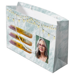 Happy Birthday Foto Elegantes Schwarz-weißes Party Große Geschenktüte