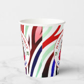 Happy Birthday Foto Farbenfrohe Streifen personali Pappbecher (Rechts)