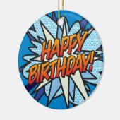 HAPPY BIRTHDAY Foto Fun Retro Comic Book Keramik Ornament (Links)