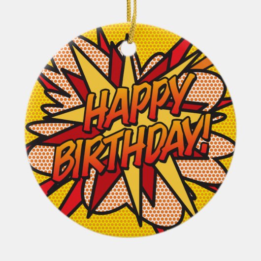 HAPPY BIRTHDAY Foto Fun Retro Comic Book Keramik Ornament (Vorne)