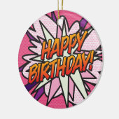HAPPY BIRTHDAY Foto Fun Retro Comic Book Keramik Ornament (Links)