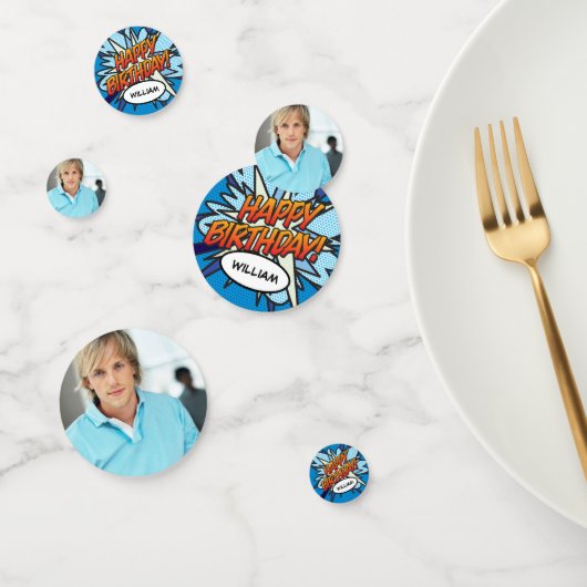 HAPPY BIRTHDAY Foto Fun Retro Comic Book Konfetti (Gruppe)