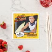 Happy Birthday Foto Fun Retro Comic Book Serviette (Beispiel)