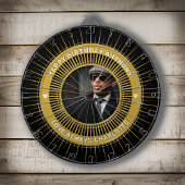 Happy Birthday Foto Gold Black Modern Custom Dartscheibe