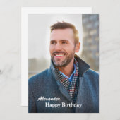 Happy Birthday Foto Moderne personalize Flat Card (Vorne/Hinten)