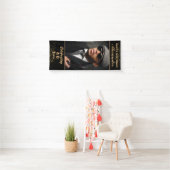 Happy Birthday Foto Party Event Gold Custom Banner (Insitu)