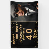 Happy Birthday Foto Party Event Gold Custom Banner (Vertikal)