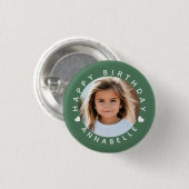 Happy Birthday Foto und Name Abzeichen Button (Vorne & Hinten)