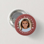 Happy Birthday Foto und Name Abzeichen Button (Vorne & Hinten)