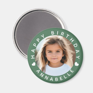Happy Birthday Foto und Name Abzeichen Magnet