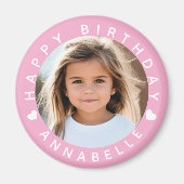 Happy Birthday Foto und Name Abzeichen Magnet (Vorne)