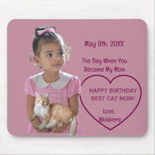 Happy Birthday Fotos Katze & Mama im Herz-Mauspad Mousepad
