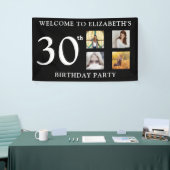 Happy Birthday Fotos Party Schwarz und Weiß Banner (Messeveranstaltung)