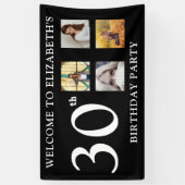 Happy Birthday Fotos Party Schwarz und Weiß Banner (Vertikal)