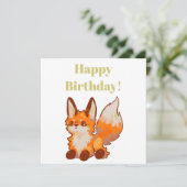 Happy Birthday! Fox, vosje Karte (Stehend Vorderseite)