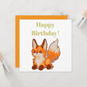 Happy Birthday! Fox, vosje Karte (Vorderseite/Rückseite Beispiel)