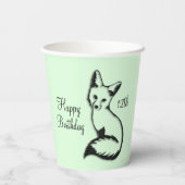 Happy Birthday Fox w Age Green Pappbecher (Rückseite)