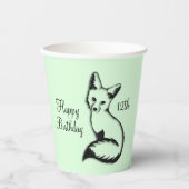 Happy Birthday Fox w Age Green Pappbecher (Vorderseite)