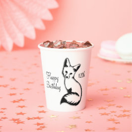 Happy Birthday Fox w Age Pappbecher