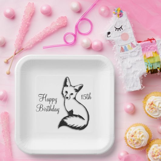 Happy Birthday Fox w Age Pappteller (Party)