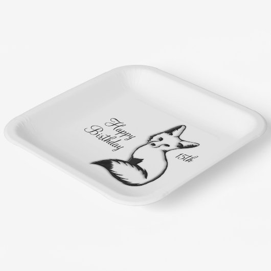 Happy Birthday Fox w Age Pappteller (Gewinkelt)