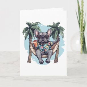 Happy Birthday Französische Bulldogge auf Hawaii-S Karte
