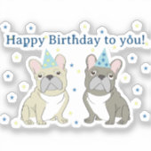 Happy birthday French, bulldog Aufkleber (Vorderseite)