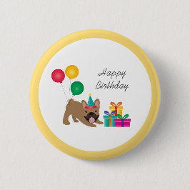 Happy Birthday French Bulldog Colorful Button