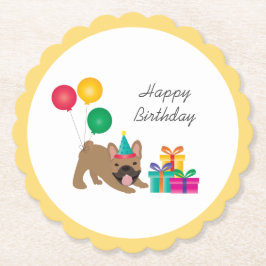 Happy Birthday French Bulldog Colorful Classic Untersetzer