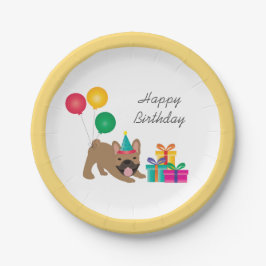 Happy Birthday French Bulldog Colorful Pappteller