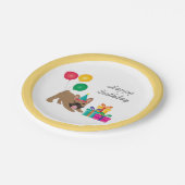 Happy Birthday French Bulldog Colorful Pappteller (Schrägansicht)