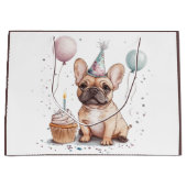 Happy Birthday French Bulldog Große Geschenktüte (Vorderseite)