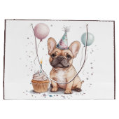 Happy Birthday French Bulldog Große Geschenktüte (Rückseite)
