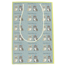 Happy birthday French, bulldog Mittlere Geschenktüte