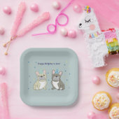 Happy birthday French, bulldog Pappteller (Party)