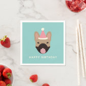 Happy Birthday French Bulldog Party Hat Serviette (Beispiel)