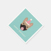 Happy Birthday French Bulldog Party Hat Serviette (Ecke)