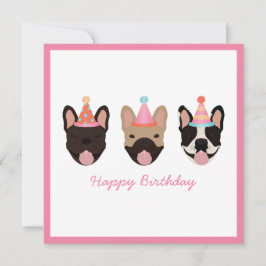 Happy Birthday French Bulldog Party Hats Pink
