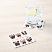 Happy Birthday French Bulldog Party Hats Pink Rechteckiger Pappuntersetzer (Vor Ort)