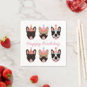 Happy Birthday French Bulldog Party Hats Pink Serviette (Beispiel)