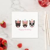 Happy Birthday French Bulldog Party Hats Pink Serviette (Beispiel)