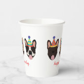 Happy Birthday French Bulldog Party Hats Red Pappbecher (Links)
