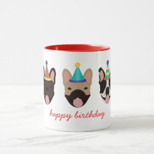 Happy Birthday French Bulldog Party Hats Red Tasse