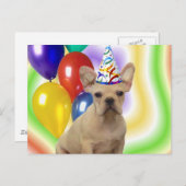 Happy Birthday French Bulldog Postkarte (Vorne/Hinten)