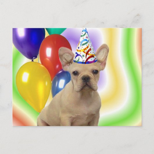 Happy Birthday French Bulldog Postkarte (Vorderseite)