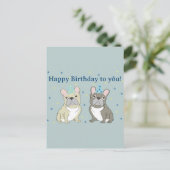 Happy birthday French, bulldog Postkarte (Stehend Vorderseite)